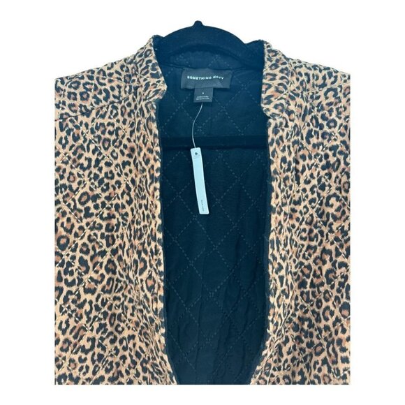 Something Navy Leopard Black Reversible Quilted Jacket NWT - Picture 12 of 14